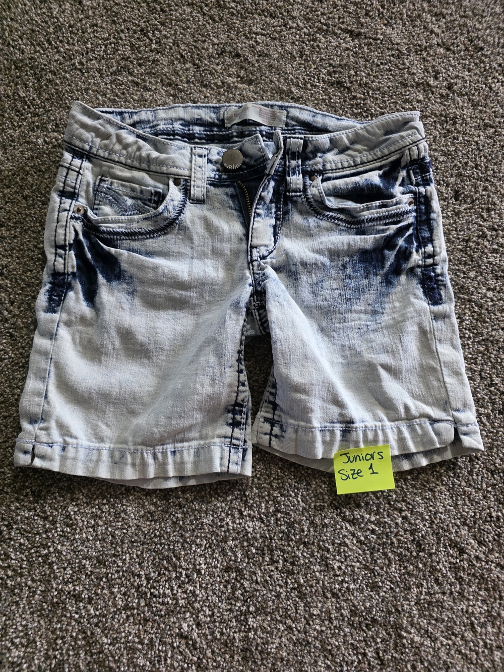 No Boundaries Light Blue and Dark Blue Tie-Dye Denim Shorts
